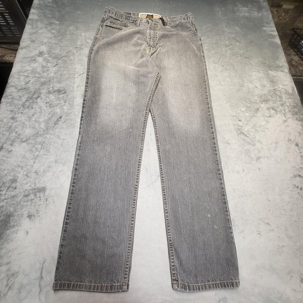 N.B.N. Gear Jeans Mens 34x32 Gray Straight Regular Fit Stone Wash Pockets Logo
